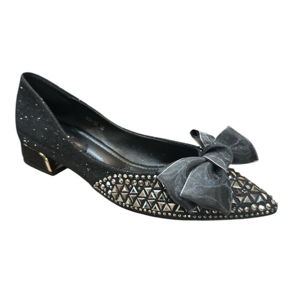 Sondilla Women’s Rhinestone Pointed Toe Flats with Bow – Size 38 (US W 7.5-8) - Picture 7 of 7